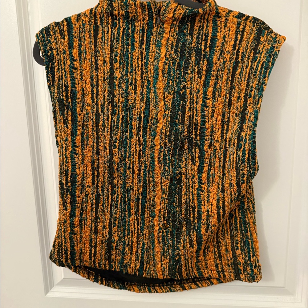Zara Striped Orange and Green Women's Top Size L